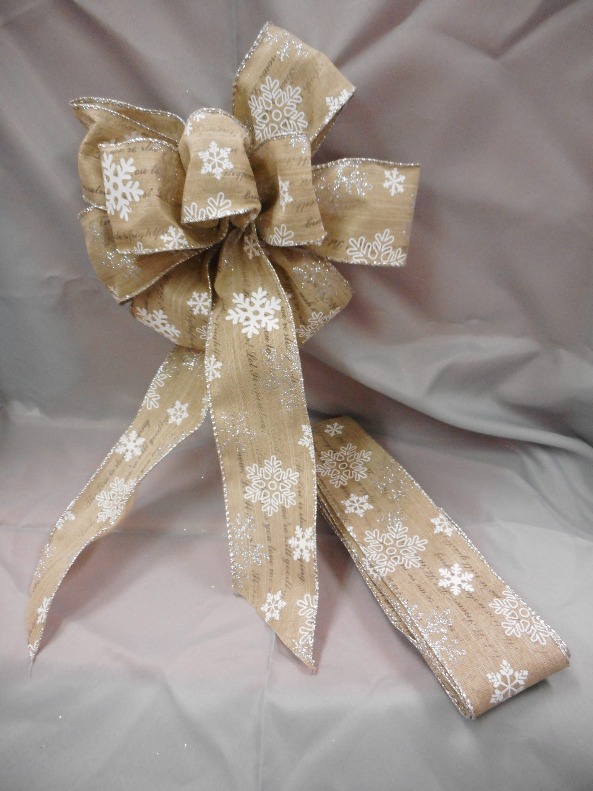 Snowflake Farmhouse Bow with extra 3 Yards of Ribbon - Sharon's